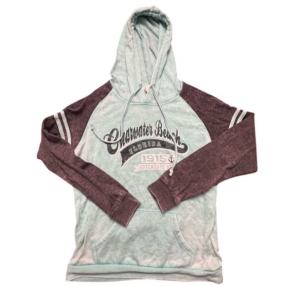Avalon Apparel Clearwater Beach Florida Lightweight Mint Green Grey Hoodie L - Picture 5 of 9